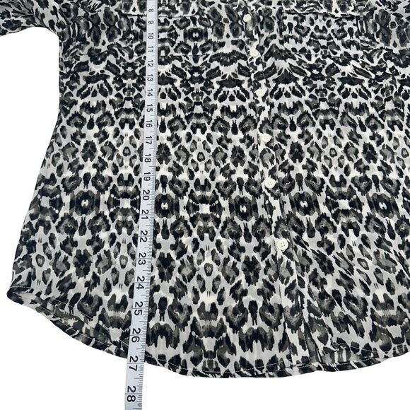 New York & Company Womens Leopard Print Button-Up Shirt Blouse SZ L - Picture 5 of 13